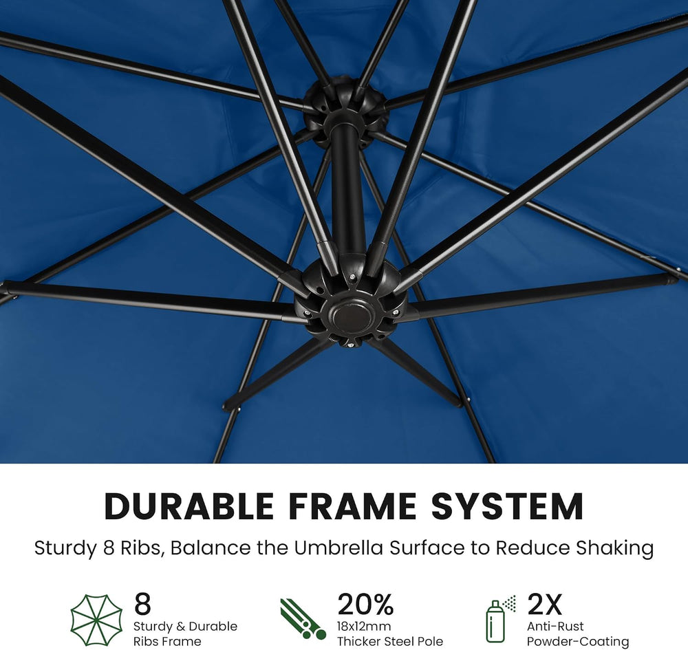 10FT Cantilever Offset Outdoor Patio Umbrella with Base Included