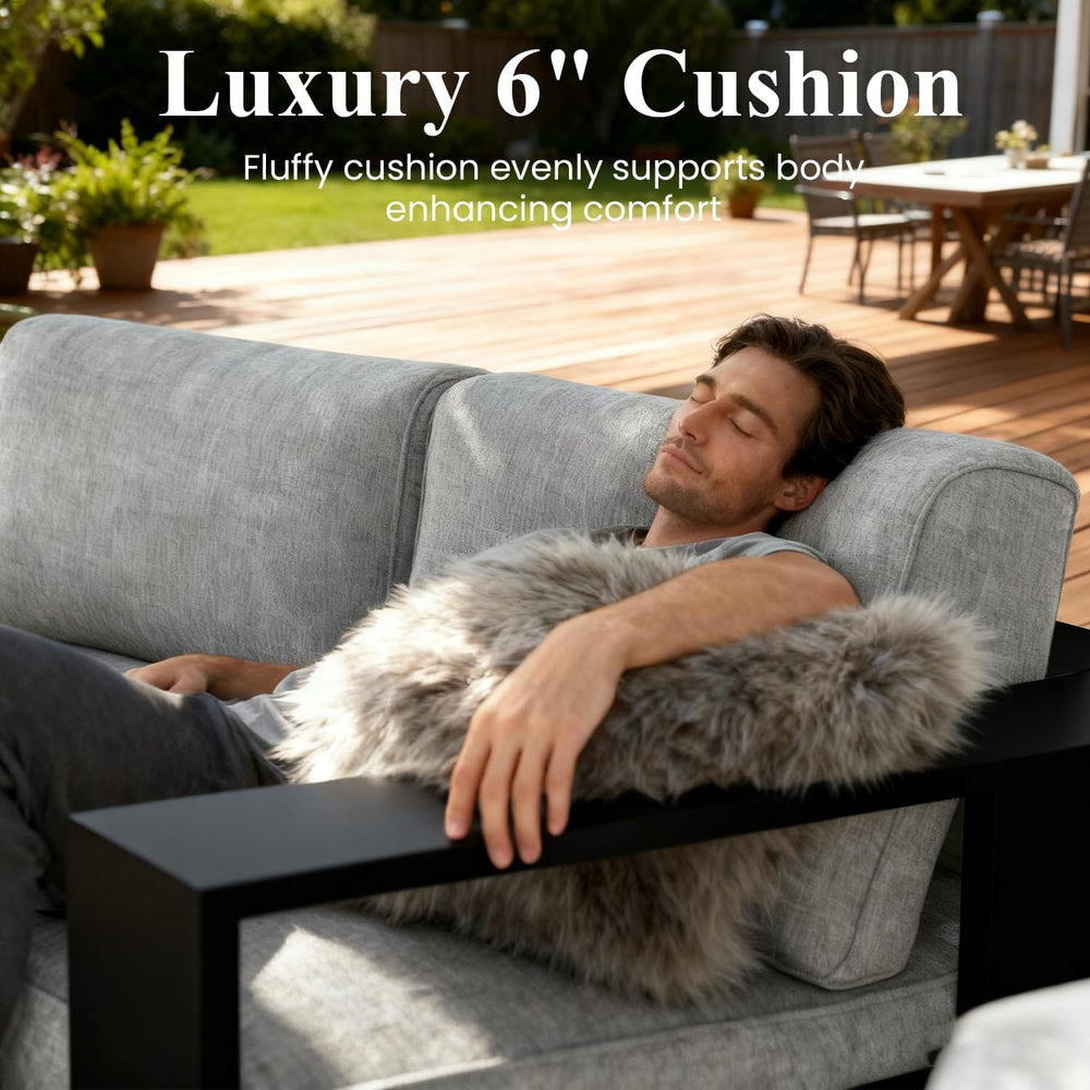 LayinSun 5 Piece Oversized Aluminum Outdoor Furniture Set with Fire Pit