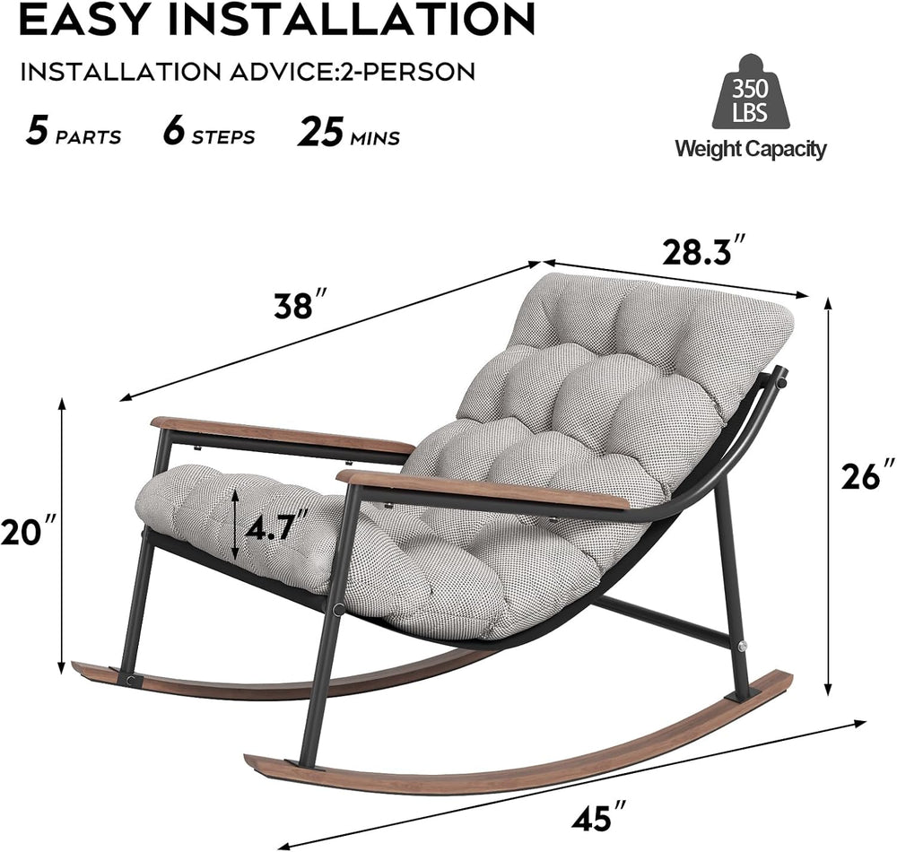 Papasan Rocking Chair with Armrest Set of 2 Outdoor Indoor