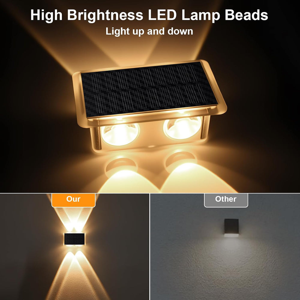 Solar Fence Lights Outdoor, Up Down Glow Solar Powered Wall Lights with 3 Mod...