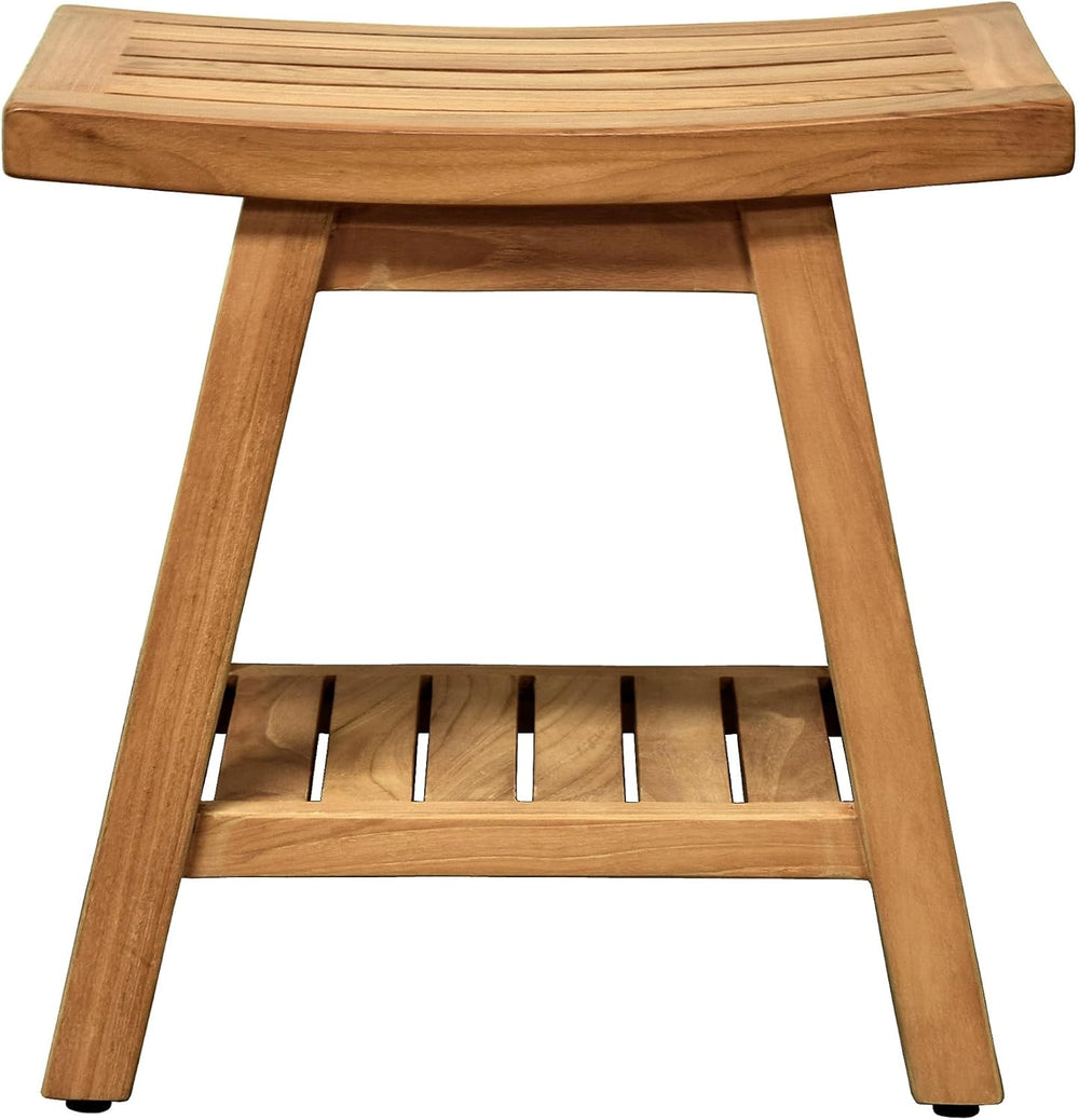 Asta SpaTeak Saba Solid Teak Indoor Outdoor Shower/Bath/Spa Bench with Bottom...