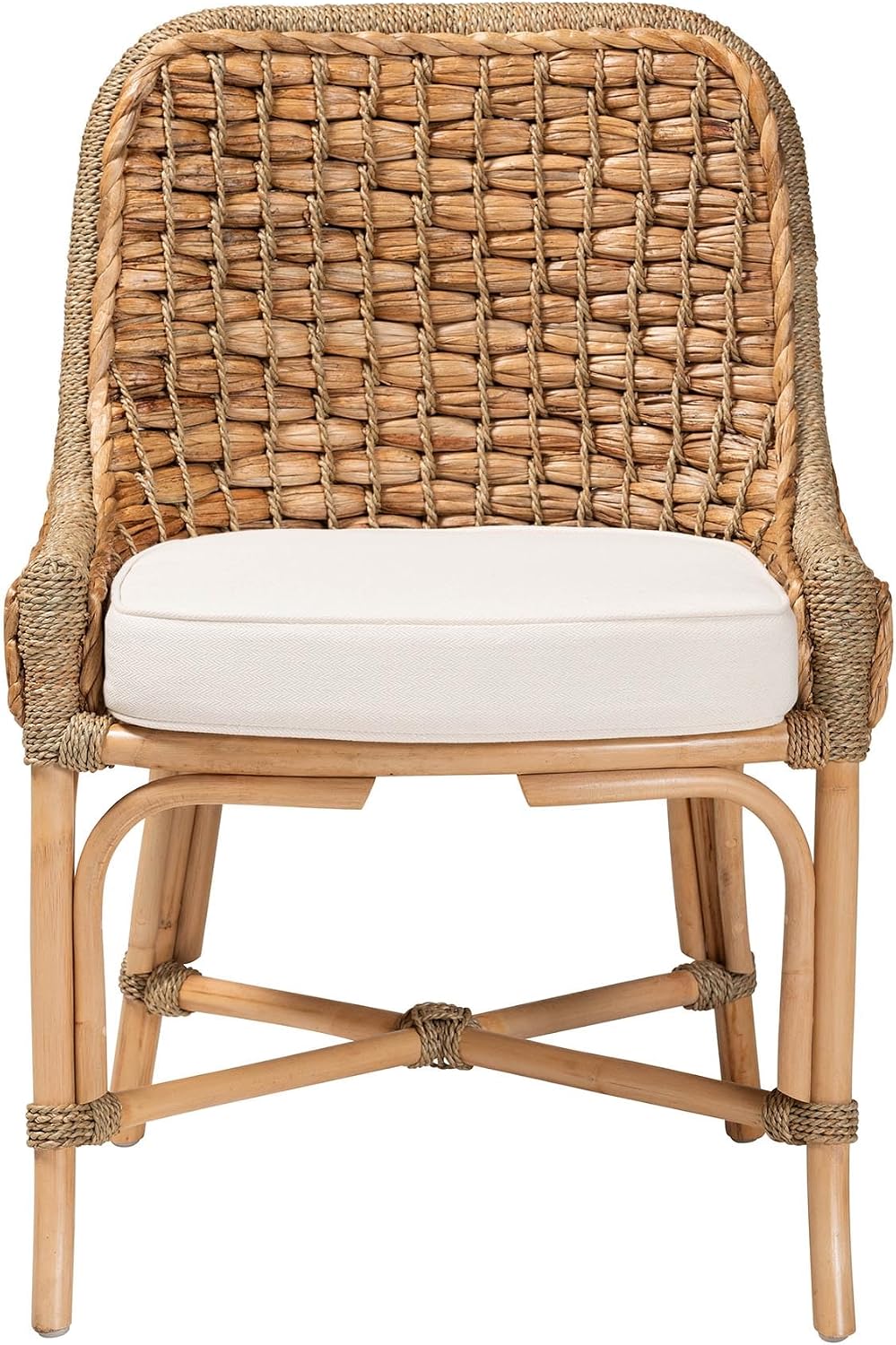 Baxton Studio Kyle Modern Bohemian Natural Brown Woven Rattan Dining Side Cha...