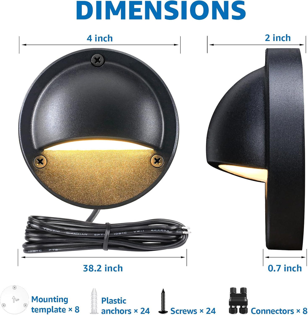 SUNVIE 8-Pack Low Voltage Deck Lights Kit with 60W Transformer & 100FT Wire