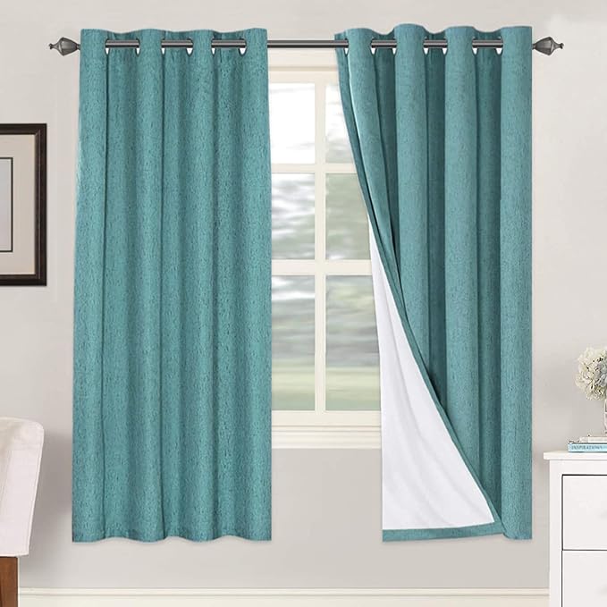 H.VERSAILTEX Linen Blackout Curtains 72 Inches Long 100% Absolutely Blackout ...