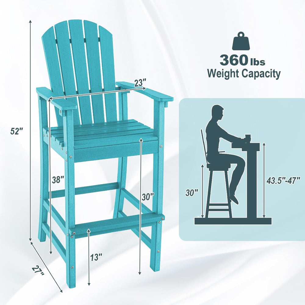 GIANTEX HDPE Outdoor Bar Stools - All Weather Tall Adirondack Chair with Armr...