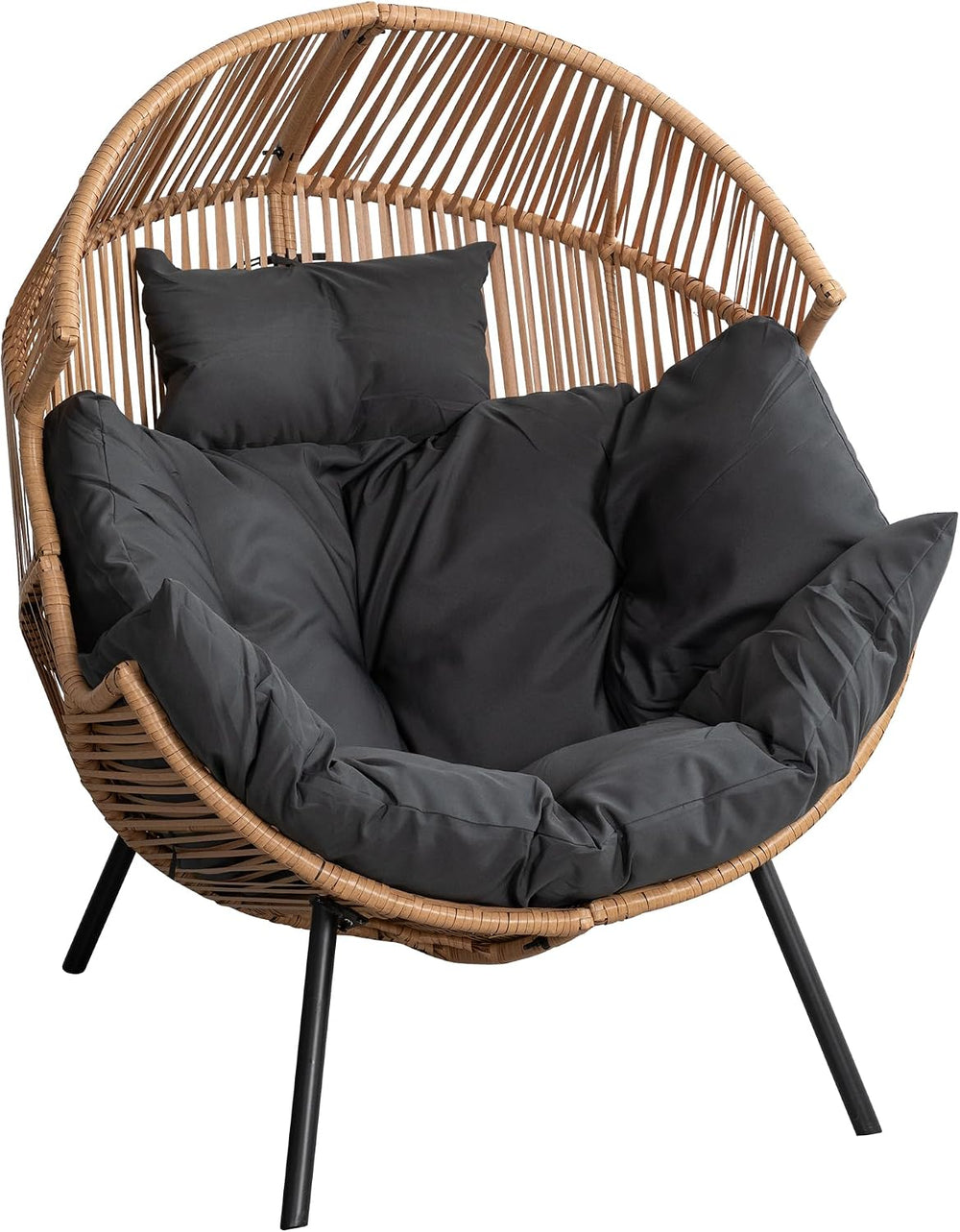 Shintenchi Wicker Egg Chair Rattan Patio Chair with Cushion, Oversized Patio ...