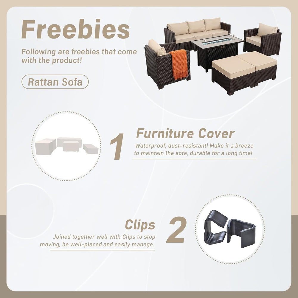 Rattan Star Patio Furniture Set 6-Piece Outdoor Furniture Set with 45'