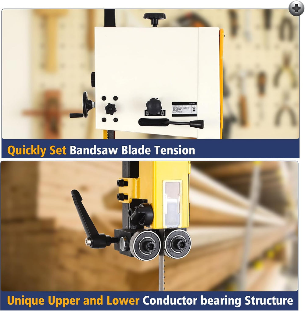 Band Saw, 14 Inch Bandsaw for Woodworking, 1445 & 2950 FPM Dual-Speed Ban...
