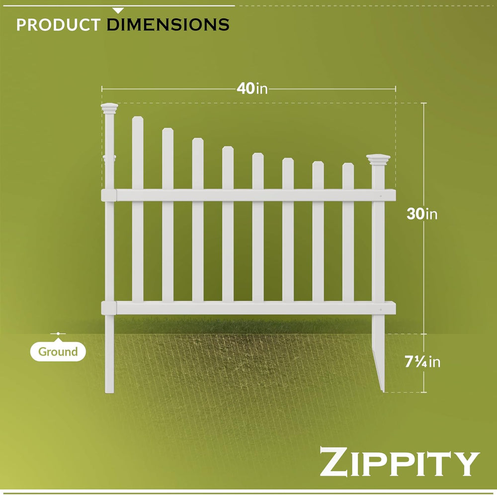 Zippity Ashley Corner Picket Fence, White Vinyl DIY No Dig Kit