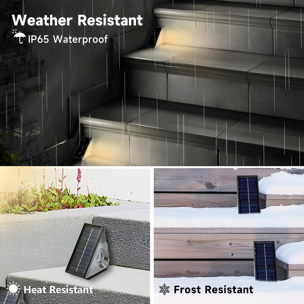 Solar Step Lights Outdoor, 6 Pack Solar Stair Lights Waterproof, Warm White/7...