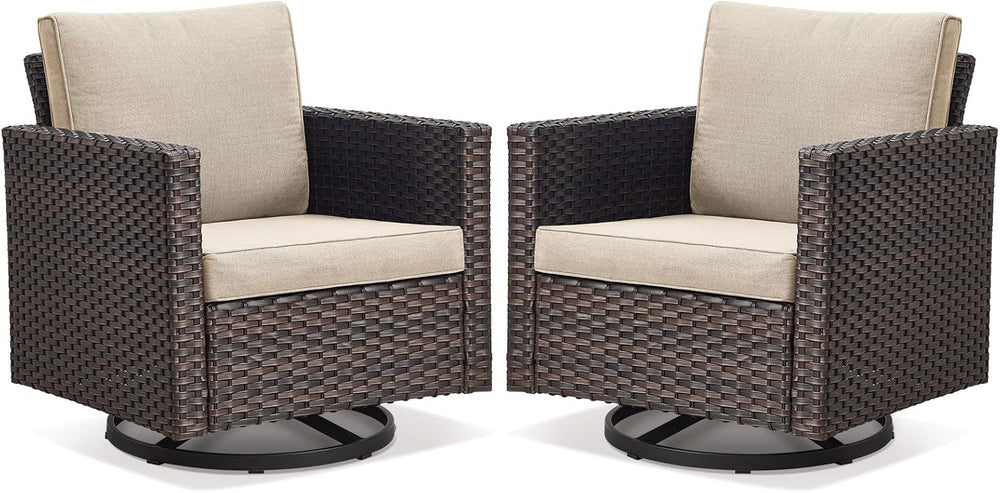 Belord Wicker Chairs Outdoor Bistro Set Oversize Patio Swivel Rocker, Rattan ...