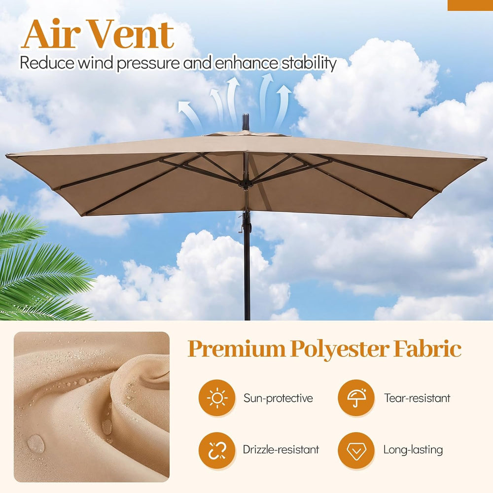 Tangkula 8x8 FT Patio Umbrella with Base Included, Square Offset Cantilever O...