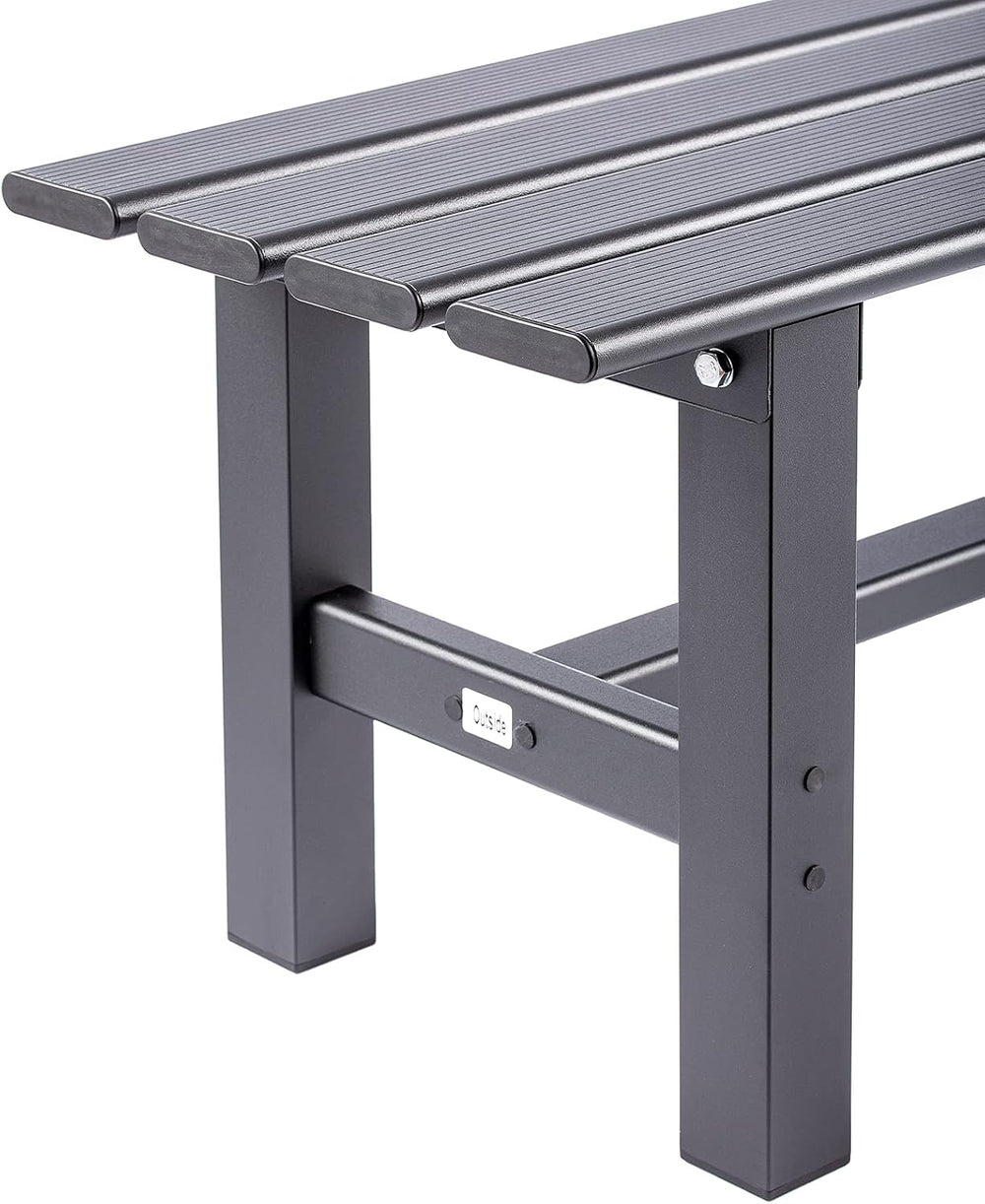 Aluminum Outdoor Patio Bench Black,47.2 x 14.2 x 15.7 inches,Light Weight Hig...