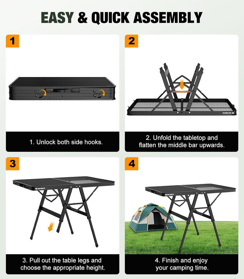 Raynesys Portable Folding Grill Table for Ourdoor, Camping, Picnic, BBQ