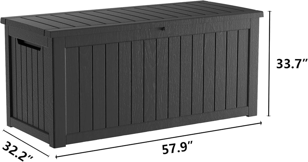 300 Gallon Outdoor Storage Box, Waterproof Resin Deck Container with Lockable...