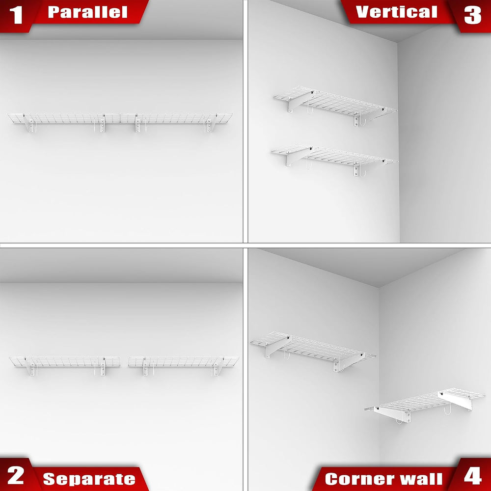 WALMANN 2-Pack Garage Wall Shelves, 45x15 in Wall Mounted Storage Shelf