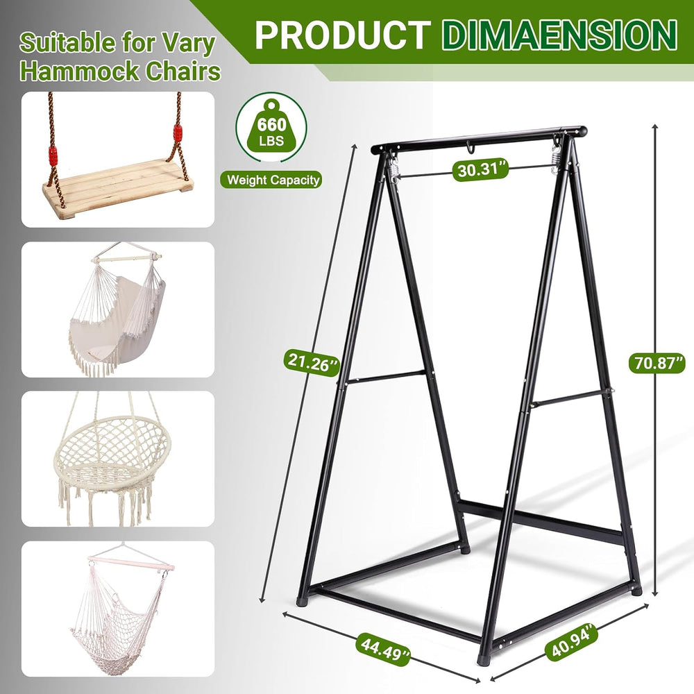 Outdoor Hammock Chair Stand, Heavy Duty A-Frame Metal Swing Stand with Powder...