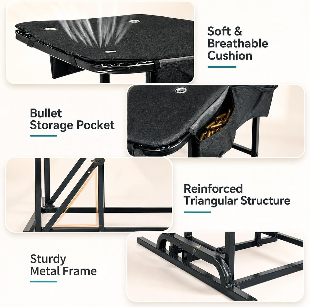 GYMAX Foldable Shooting Table Seat Set, Height Adjustable Hunting Gun Rest Ta...