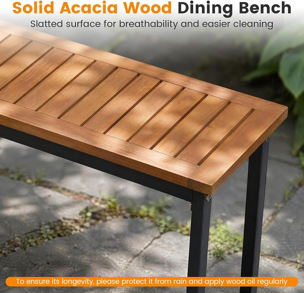 Tangkula 2-Seater Outdoor Dining Bench, 800 LBS Max Load (2 Pack,Natural)