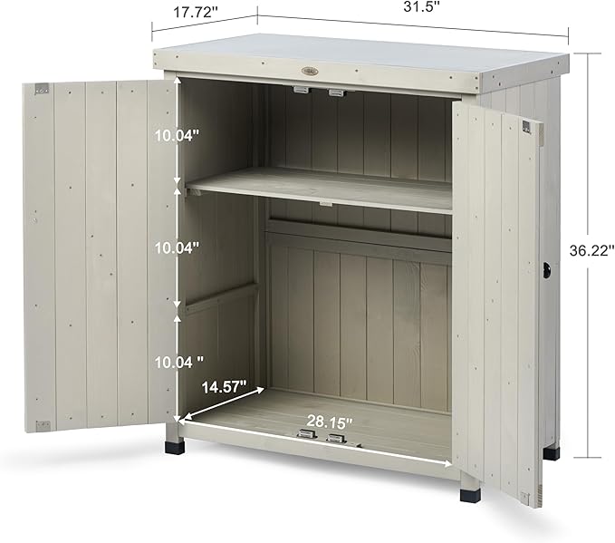 HABAU Outdoor Storage Cabinets Weatherproof for Patio, Garden Work Bench with...