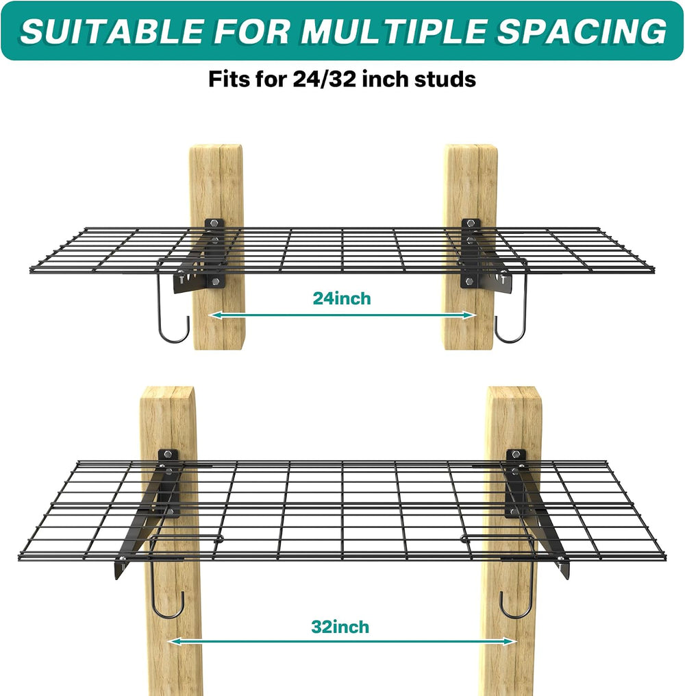 Wall Mounted Garage Wall Shelves, 2 x 4 ft Metal Storage Shelves