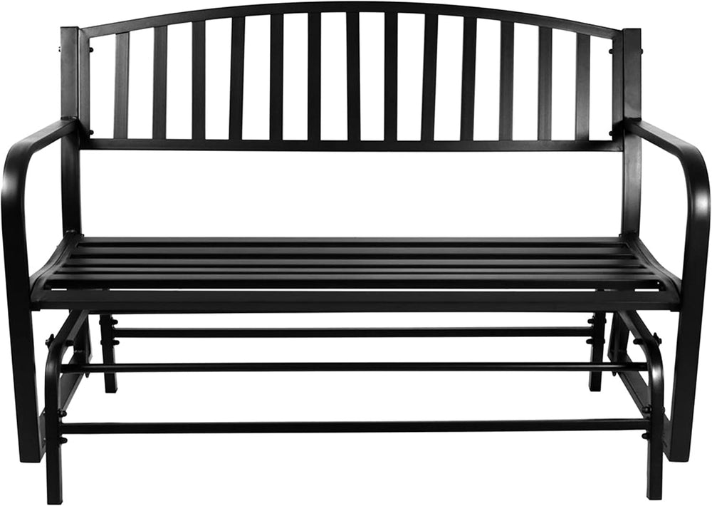Sunnydaze 50-Inch W 2-Person Glider Garden Bench - 615 lb Capacity - Black