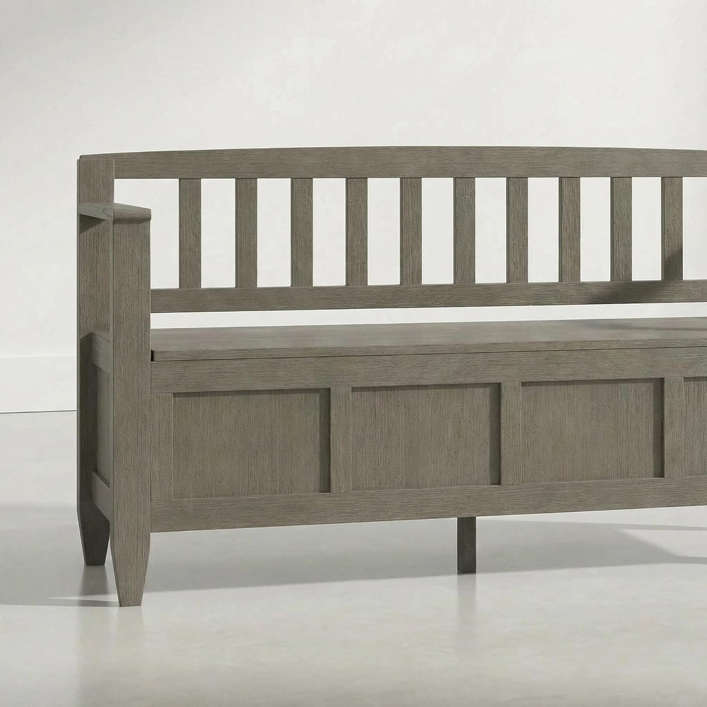 SIMPLIHOME Brooklyn 48" Wide Solid Wood Storage Bench in Aged Grey
