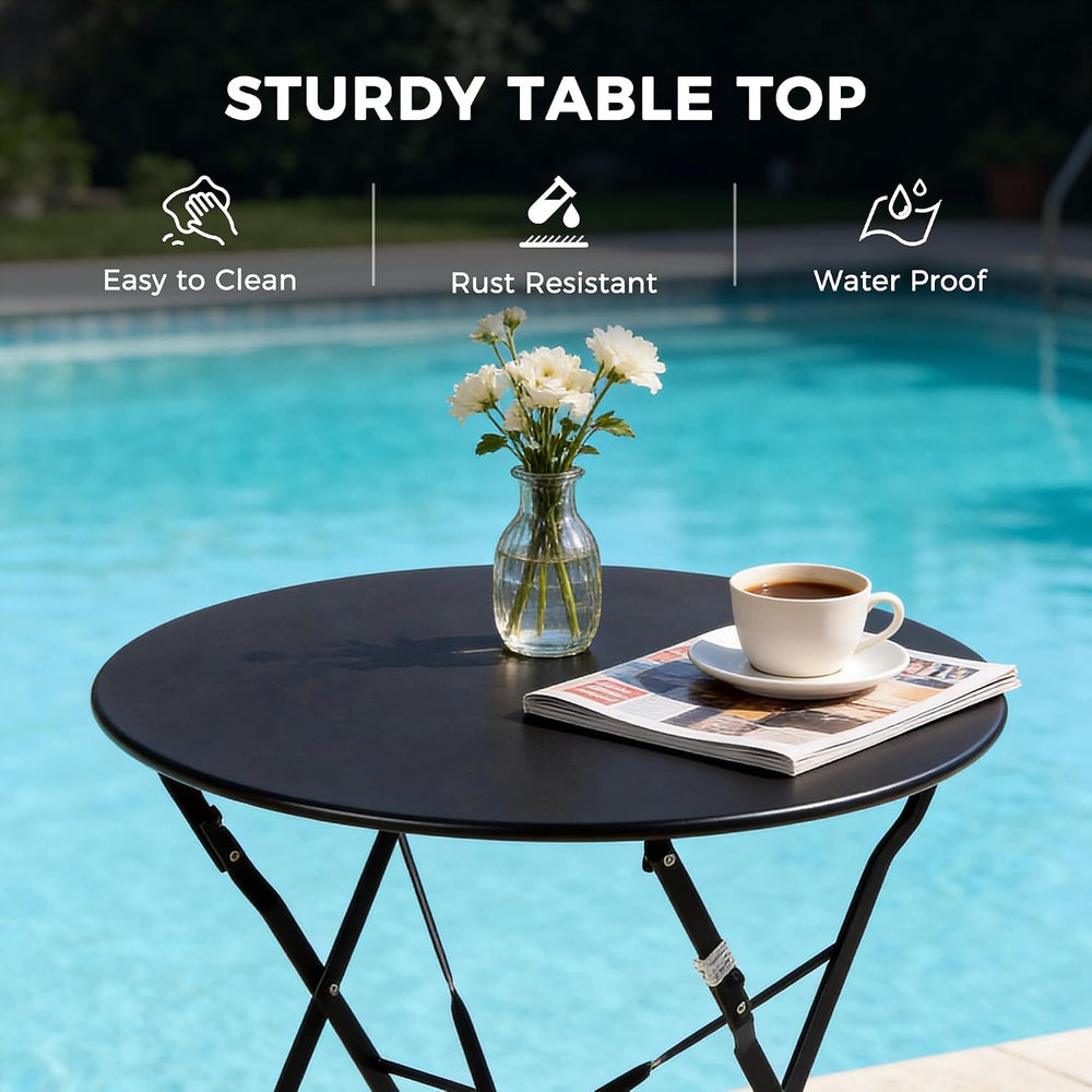 Grand patio 3-Piece Folding Patio Bistro Set Outdoor Porch Balcony, Black