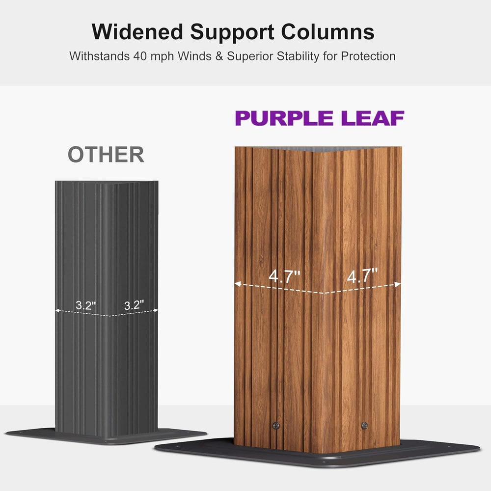 PURPLE LEAF Hardtop Gazebo 10' x 12' with Drainage System, Wood Grain...