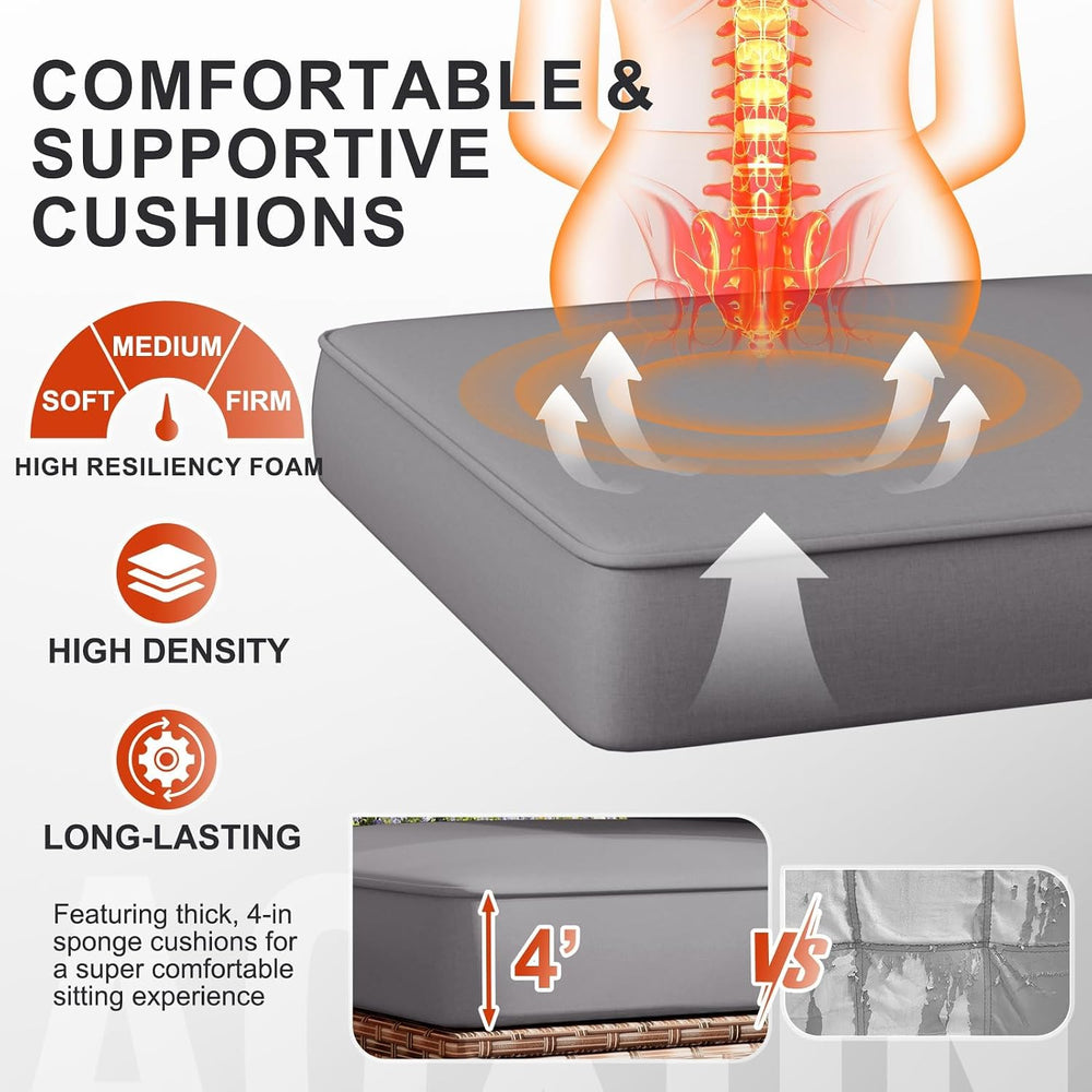 Aoxun Outdoor Replacement Cushions for Patio Furniture, Deep Seat Outdoor Cus...