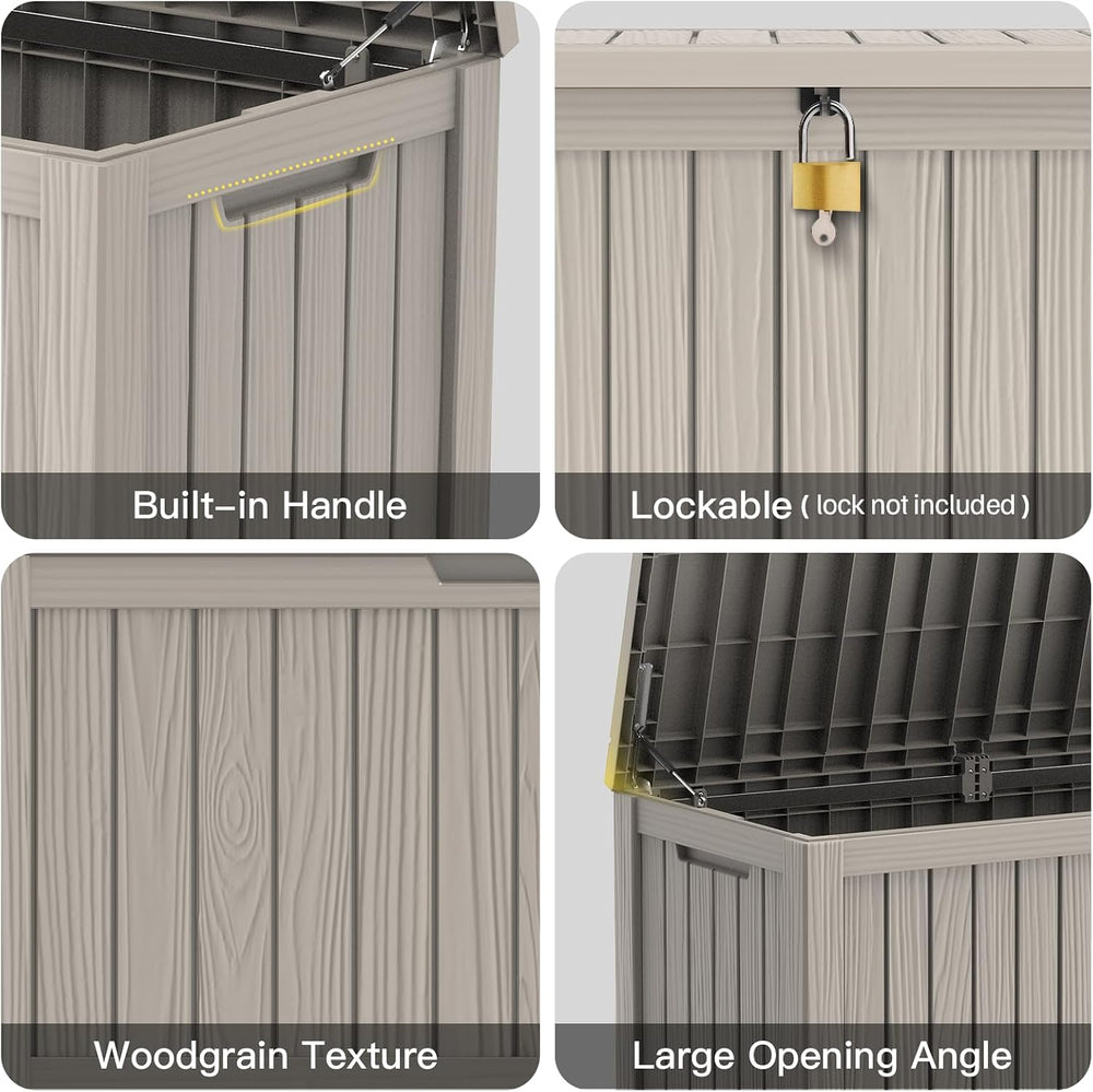 Mars Villa 150 Gallon Deck Box, Outdoor Storage Box, Outside Bin, Grey