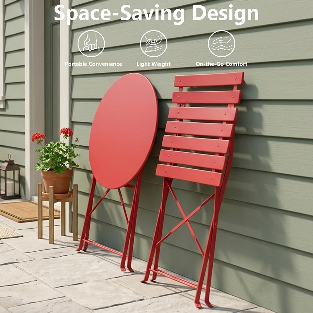 Bistro Table & Chairs Set of 2, Folding Outdoor Patio Furniture