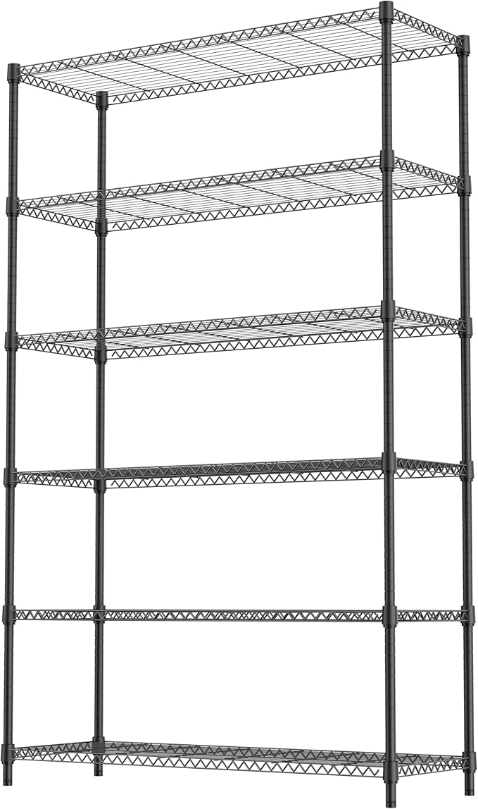 6 Tiers Storage Shelves Load 2100LBS, Metal Shelving Wire Metal Shelving Unit...