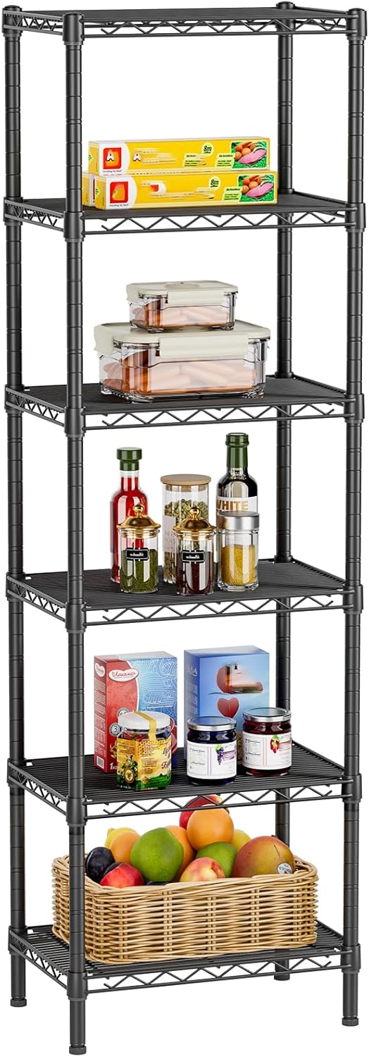 6Tier Adjustable Storage Shelves Metal Wire Shelving Standing Shelf