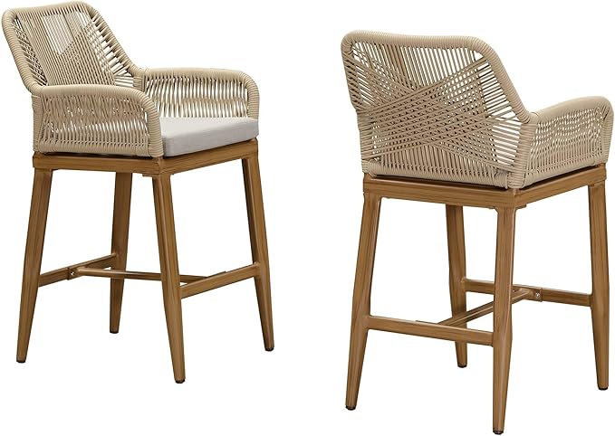 PURPLE LEAF Outdoor 24" Counter Height Bar Stools Chair Set of 2, All We...