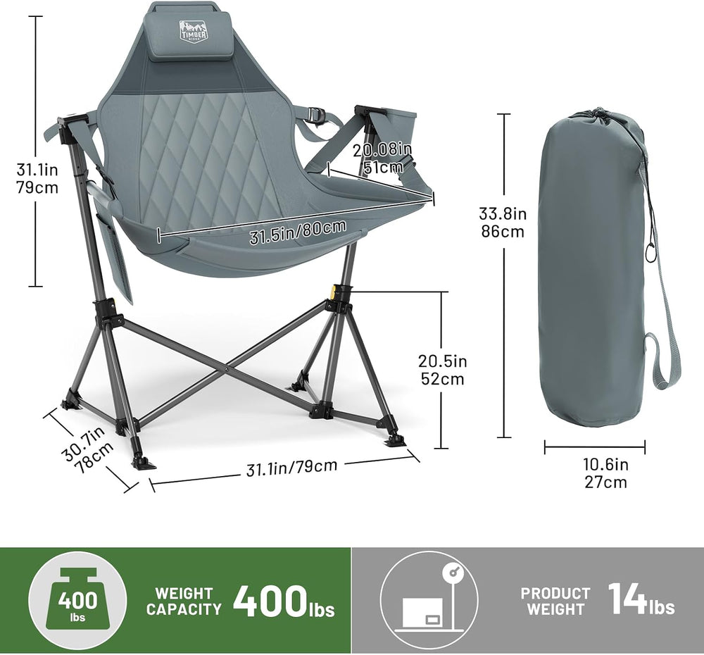 TIMBER RIDGE Hammock Camping Chair, Oversized Swinging Chair, 400lbs Load