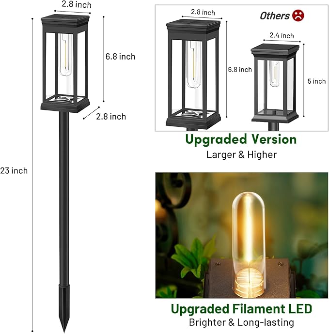 BesLowe Upgraded Solar Pathway Lights Outdoor, 12-Pack Large LED Solar Light ...