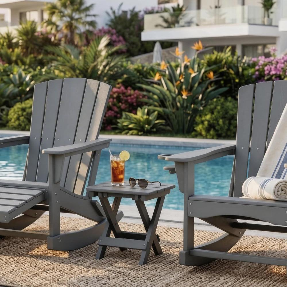 Folding Outdoor Side Table,Small HDPE Patio Table,All-Weather Compact Portabl...