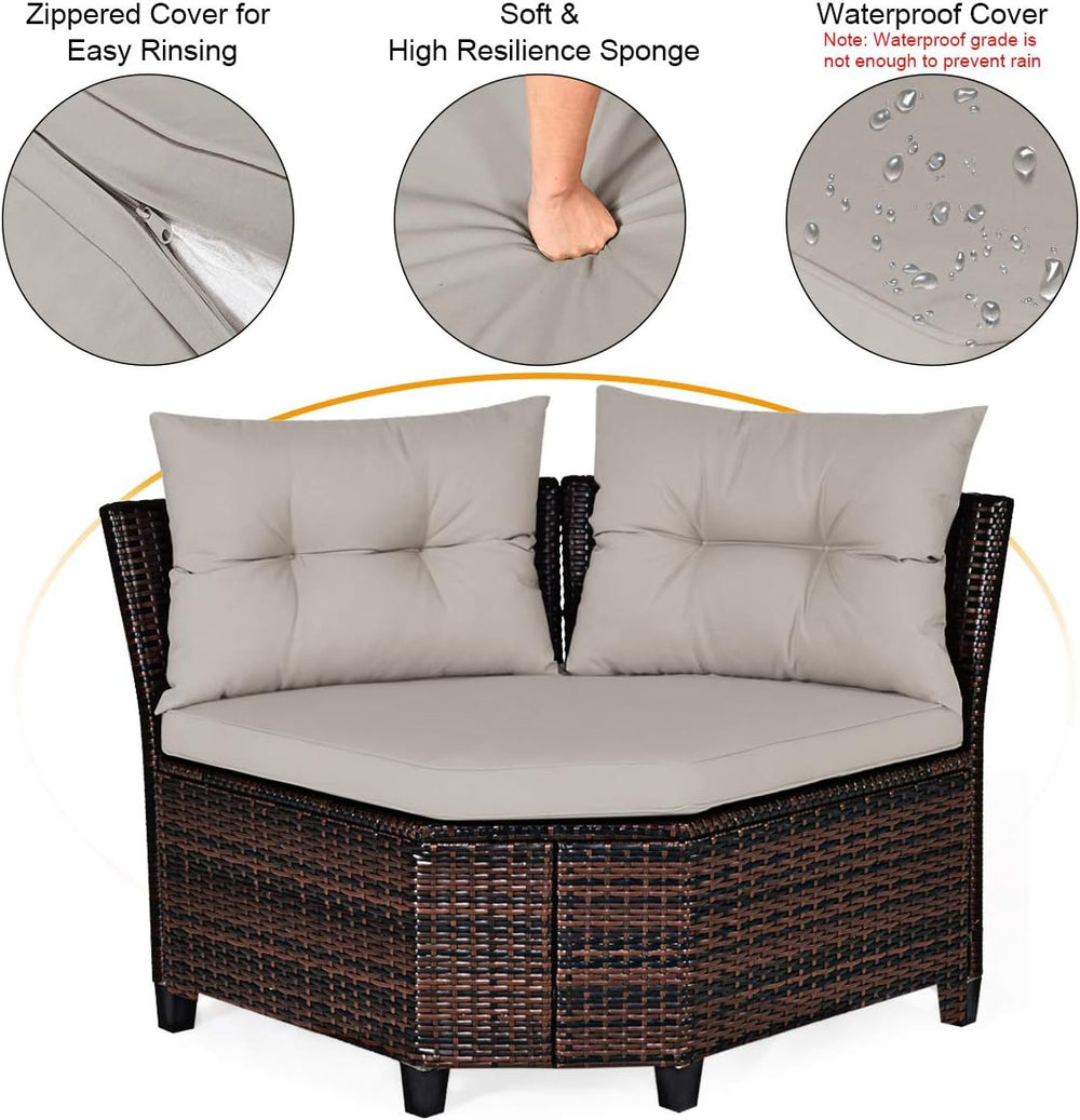 HAPPYGRILL 4 Pieces Patio Furniture Set Outdoor Rattan Wicker Conversation Se...
