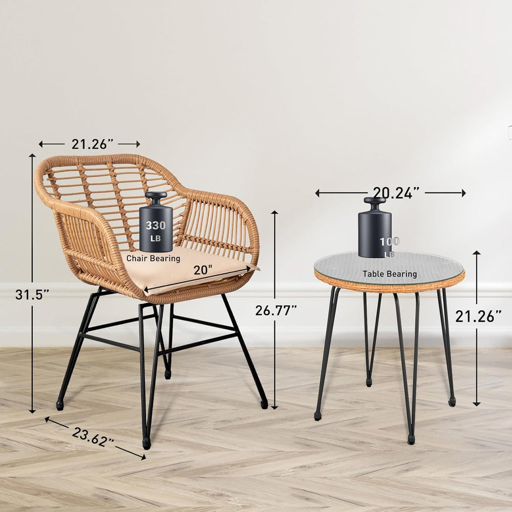 PROHIKER 3 Pieces Outdoor Wicker Bistro Patio Furniture Set, Porch Furniture ...