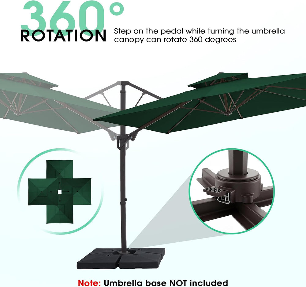 JEAREY 10x10 ft 2-Tier Cantilever Patio Umbrella, Outdoor Offset Umbrella