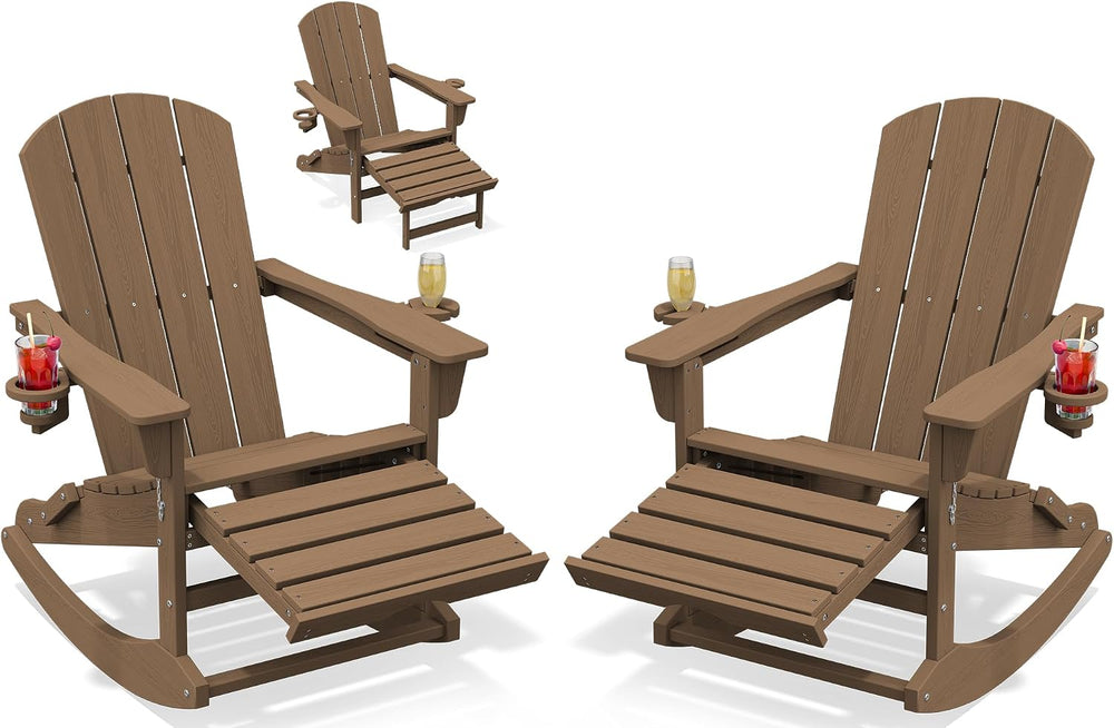 KINGYES HDPE Adirondack Rocking Chair Set of 2
