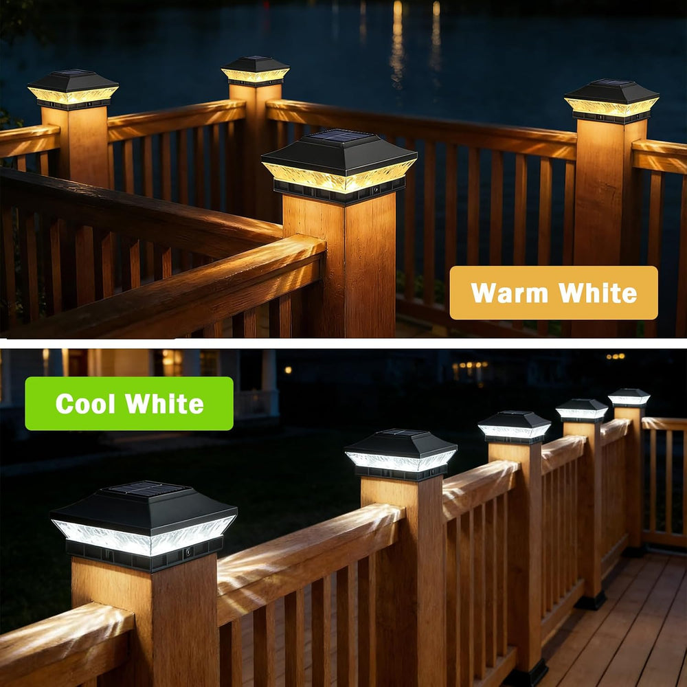 Brightever 4x4 3.5x3.5 Solar Post Cap Lights 6-Pack Black