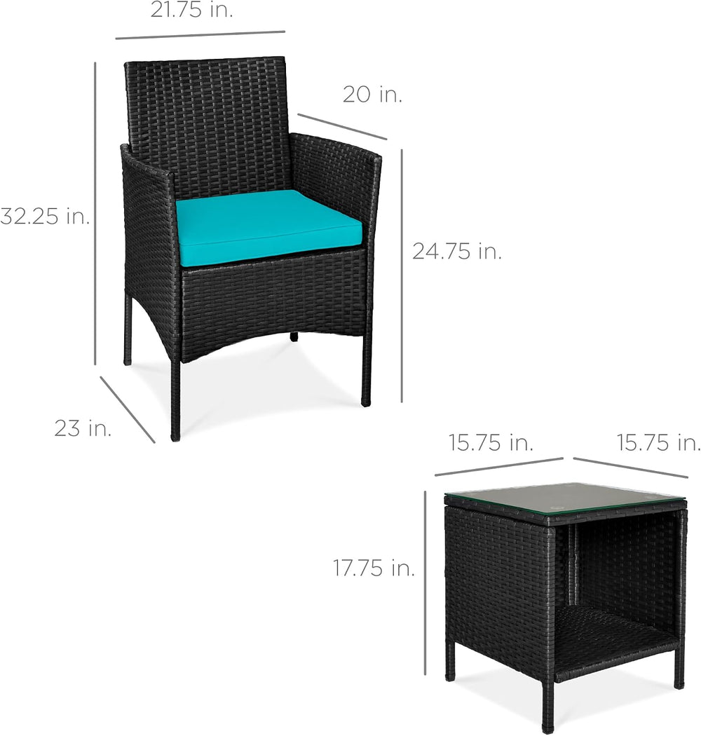 Best Choice Products 3-Piece Outdoor Wicker Conversation Bistro Set, Space Sa...