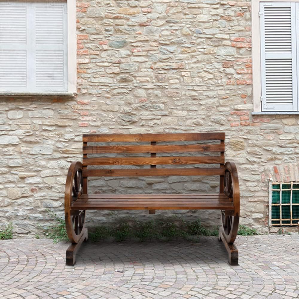 41in Outdoor Wooden Garden Bench, 2-Person, Brown