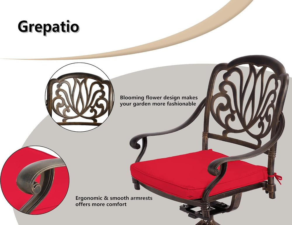 Grepatio 7 Piece Patio Dining Set Outdoor Dining Set Cast Aluminum Furniture ...