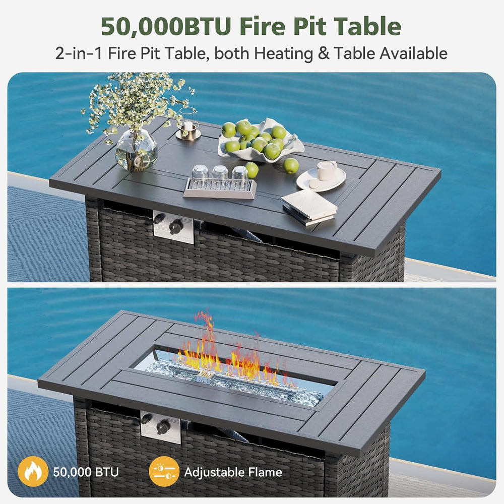 Aoxun 14 Piece Outdoor Patio Furniture Set with 44'' Fire Pit Table, ...