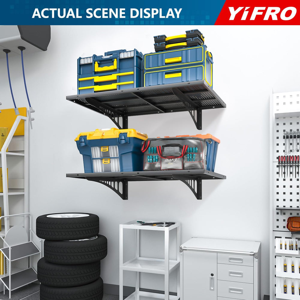 2-Pack 2x3ft Heavy Duty Garage Wall Shelving, 500 lbs Load Capacity, Garage S...