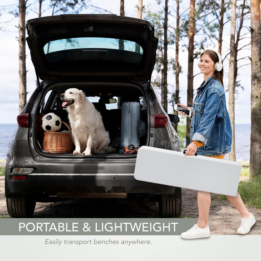 6 Foot Portable Plastic Folding Bench 6FT 72" Half Foldable Heavy Duty S...