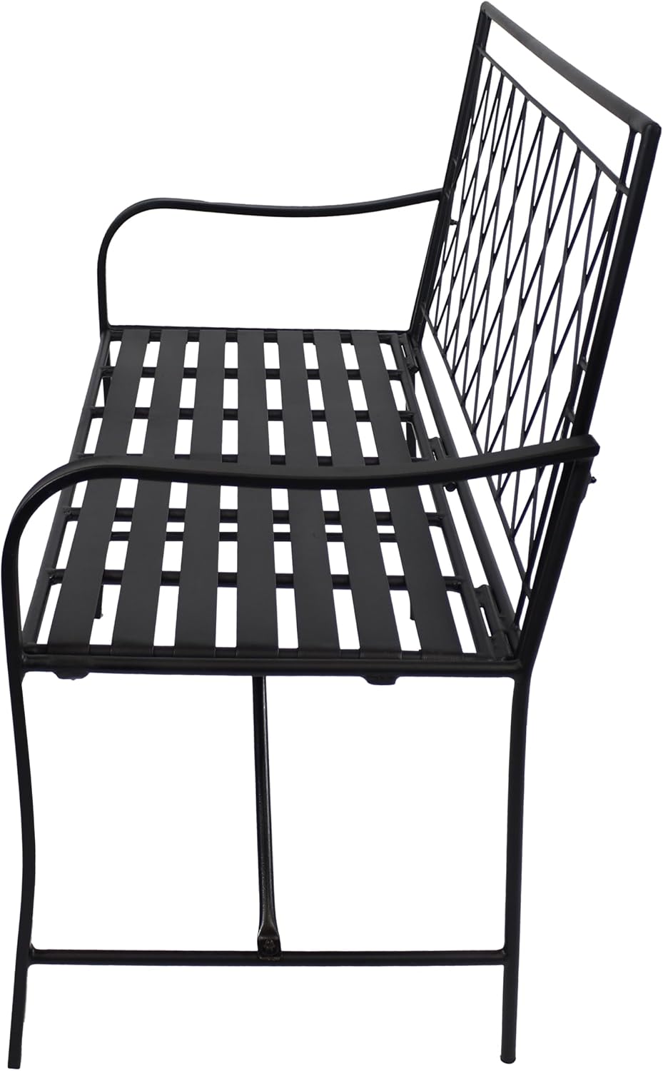Sunnydaze 2-Person Iron Outdoor Garden Bench - Black - 42.25" W